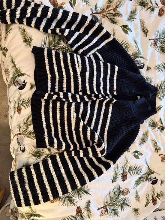Madewell Sweaters - Madewell Black and White Striped Knit Cardigan